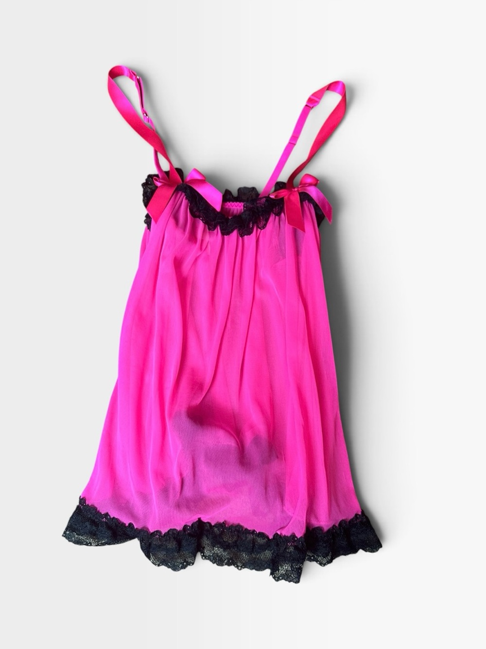 Victoria’s Secret Sheer Hot Pink Lace-Trim Lingerie Top Size Small